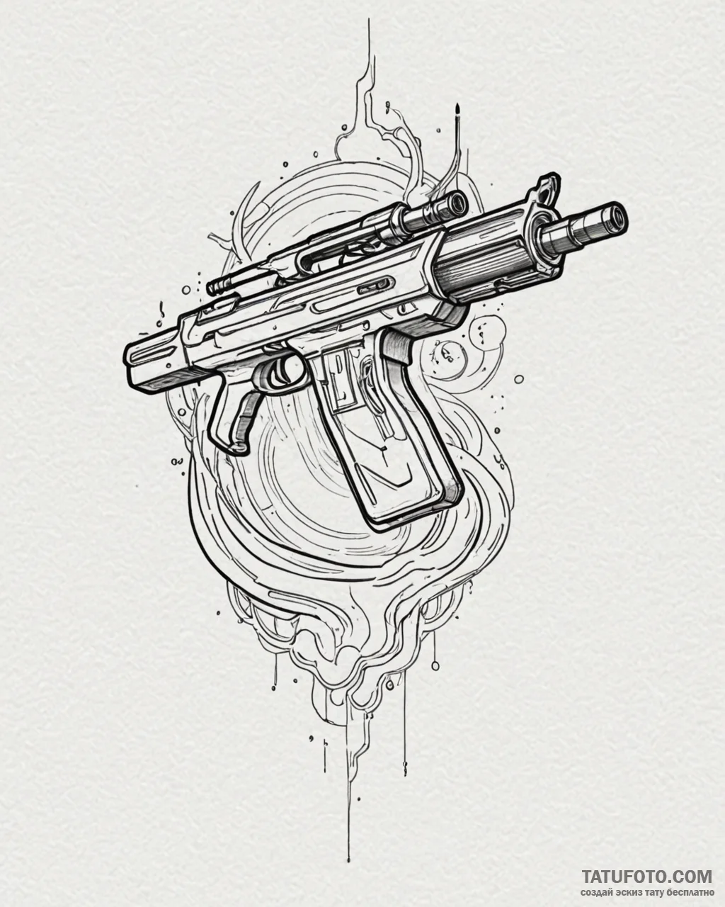 Tattoo design a glowing plasma rifle with sle... - эскиз тату (№1753026929_0, 20.07.2025 15:55) — Tatufoto.com