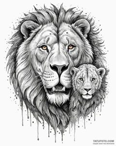Tattoo design a powerful lion or bear protect... - эскиз тату (№1753027011_0, 20.07.2025 15:56) — Tatufoto.com