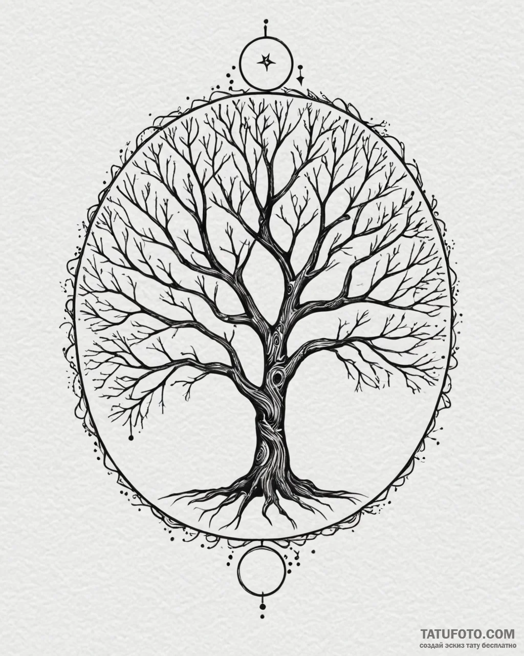 Tattoo sketch a stylized tree where the branc… — эскиз тату (№1753027588_0, 20.07.2025 16:06) — Tatufoto.com