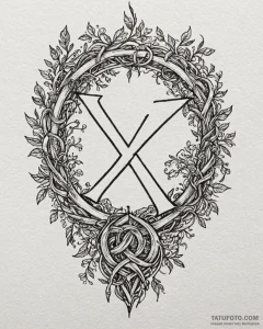 127. tattoo design: a "rod" rune with intertw... - эскиз тату (№1753027670_0, 20.07.2025 16:07) — Tatufoto.com