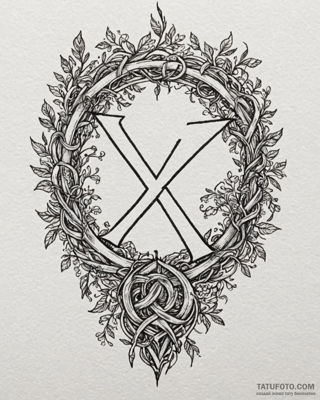 127. tattoo design: a «rod» rune with intertw… — эскиз тату (№1753027670_0, 20.07.2025 16:07) — Tatufoto.com