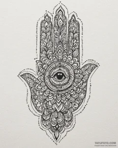 Tattoo design a hamsa hand with an added masc... - эскиз тату (№1753027754_0, 20.07.2025 16:09) — Tatufoto.com