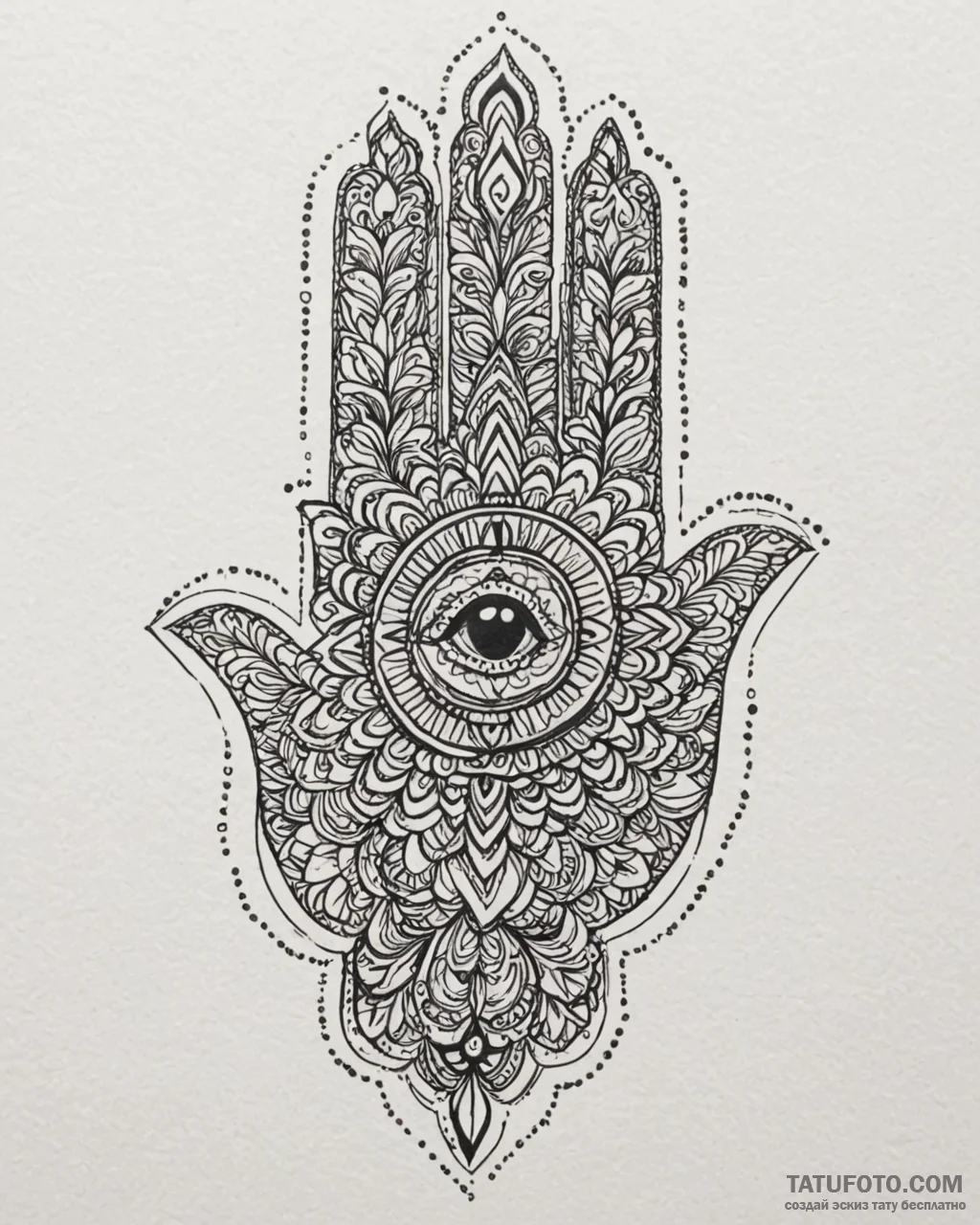 Tattoo design a hamsa hand with an added masc... - эскиз тату (№1753027754_0, 20.07.2025 16:09) — Tatufoto.com