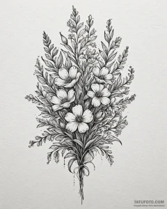 Tattoo design a small bouquet of wildflowers,... - эскиз тату (№1753027919_0, 20.07.2025 16:11) — Tatufoto.com