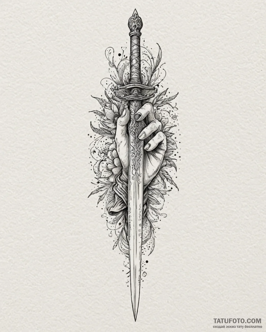 Tattoo sketch a powerful hand holding a sword... - эскиз тату (№1753028001_0, 20.07.2025 16:13) — Tatufoto.com
