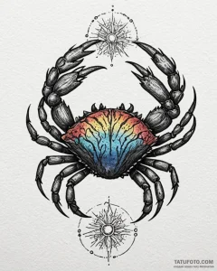 Tattoo design a cancer crab, its shell as a b... - эскиз тату (№1753028084_0, 20.07.2025 16:14) — Tatufoto.com