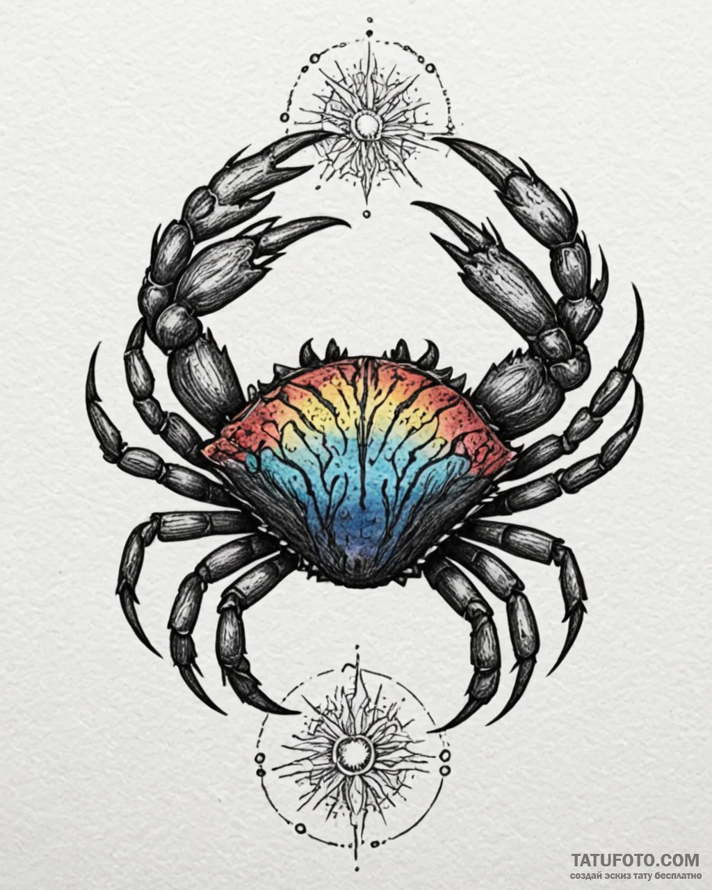 Tattoo design a cancer crab, its shell as a b... - эскиз тату (№1753028084_0, 20.07.2025 16:14) — Tatufoto.com