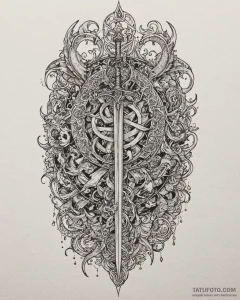 Tattoo sketch a zodiac glyph with subtle taro... - эскиз тату (№1753029164_0, 20.07.2025 16:32) — Tatufoto.com