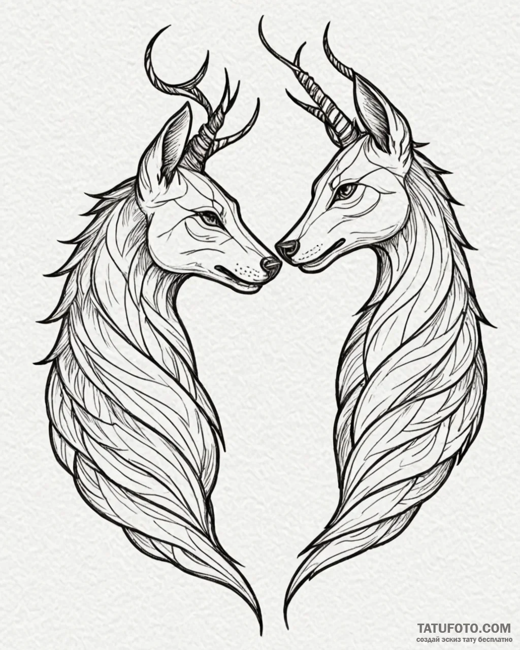 Tattoo sketch a stylized 'spirit animal' for... - эскиз тату (№1753029246_0, 20.07.2025 16:34) — Tatufoto.com
