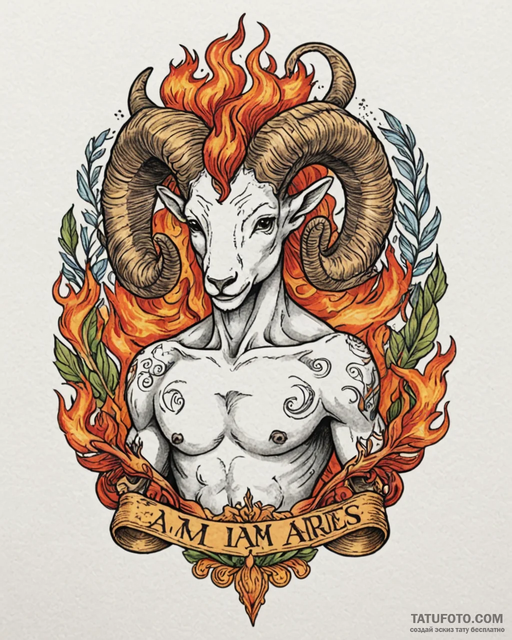 Tattoo sketch "i am" text for aries, with a f... - эскиз тату (№1753029662_0, 20.07.2025 16:41) — Tatufoto.com