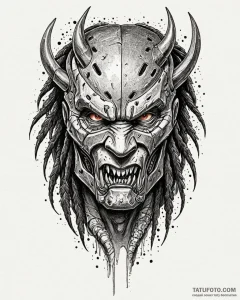 117. trash polka sketch of the predator's unm... - эскиз тату (№1753030325_0, 20.07.2025 16:52) — Tatufoto.com