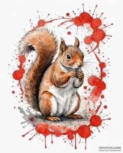 Squirrel, artistic tattoo sketch, on a clean... - эскиз тату (№1753031233_0, 20.07.2025 17:07) — Tatufoto.com