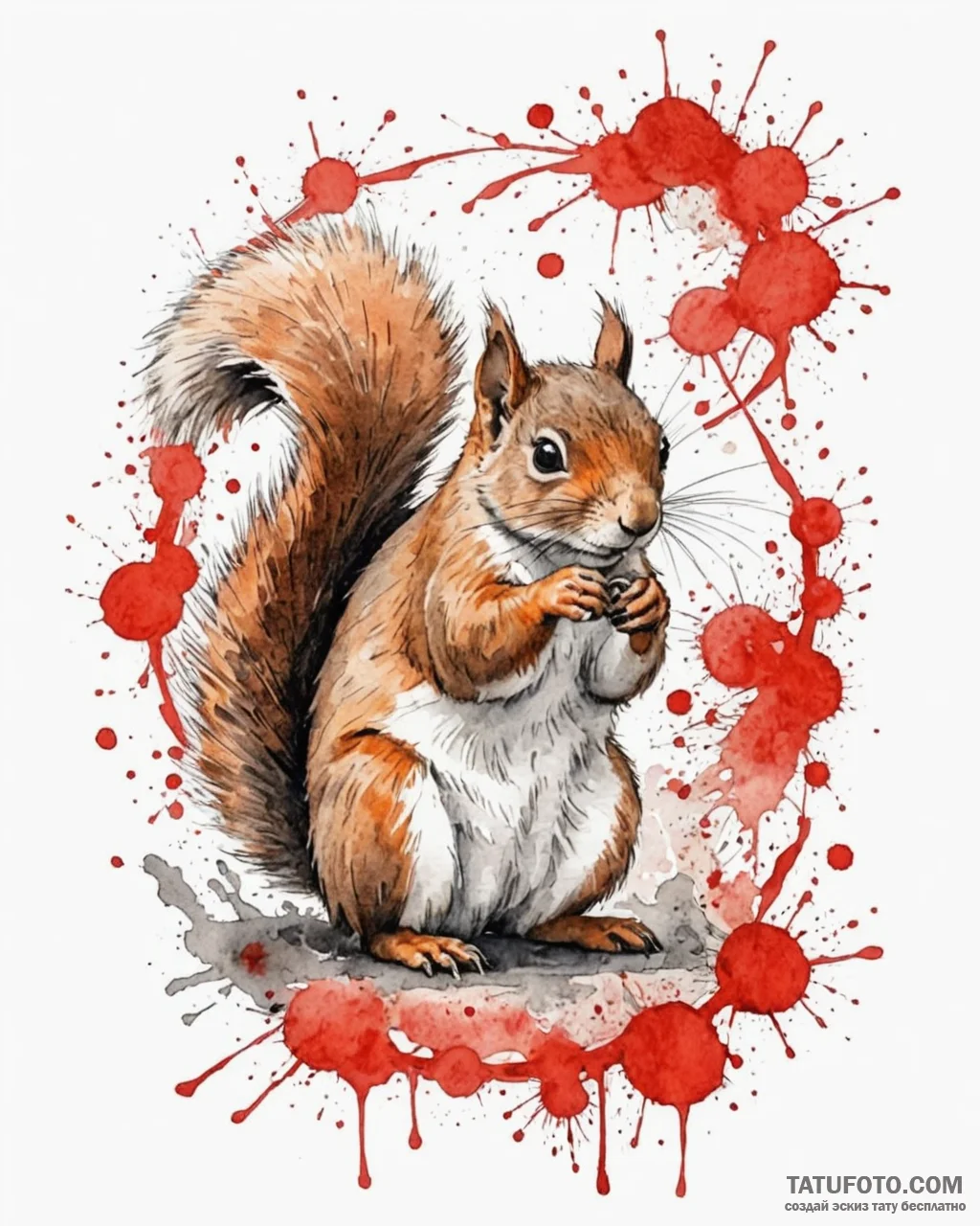 Squirrel, artistic tattoo sketch, on a clean… — эскиз тату (№1753031233_0, 20.07.2025 17:07) — Tatufoto.com