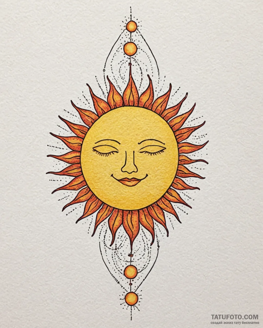 Tattoo design a glowing yellow and orange wat… — эскиз тату (№1753031316_0, 20.07.2025 17:08) — Tatufoto.com
