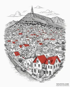 The colorful houses of bo-kaap in cape town,... - эскиз тату (№1753031976_0, 20.07.2025 17:19) — Tatufoto.com