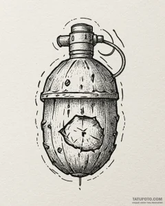 Tattoo design a small, stylized grenade with... - эскиз тату (№1753032309_0, 20.07.2025 17:25) — Tatufoto.com