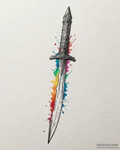 Tattoo sketch a stylized combat knife or dagg... - эскиз тату (№1753032557_0, 20.07.2025 17:29) — Tatufoto.com