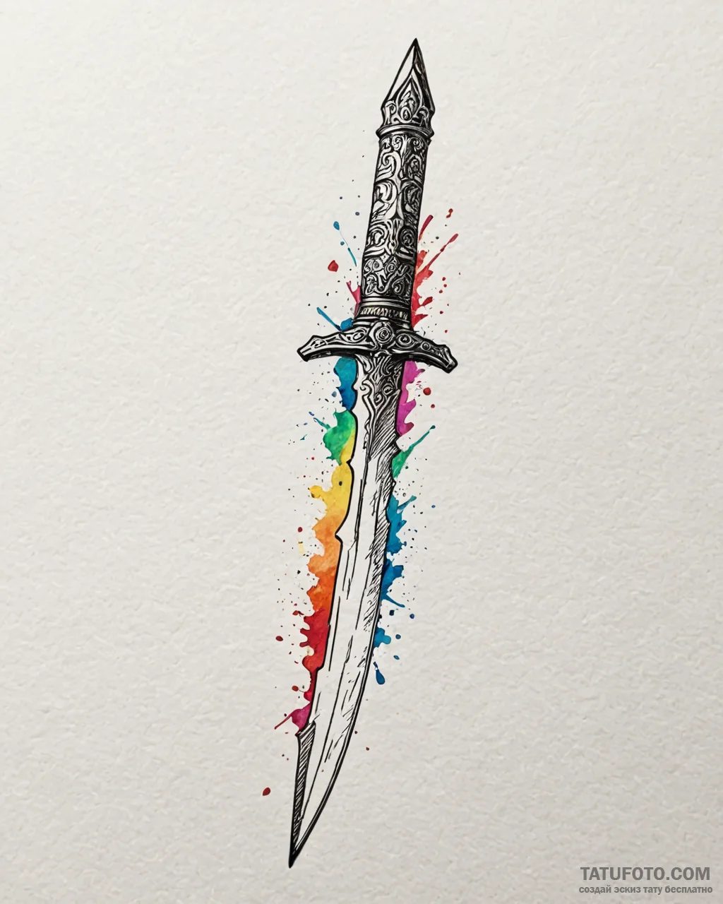 Tattoo sketch a stylized combat knife or dagg... - эскиз тату (№1753032557_0, 20.07.2025 17:29) — Tatufoto.com