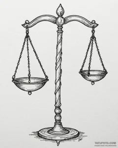 Tattoo sketch libra's scales formed by the ba... - эскиз тату (№1753033219_0, 20.07.2025 17:40) — Tatufoto.com