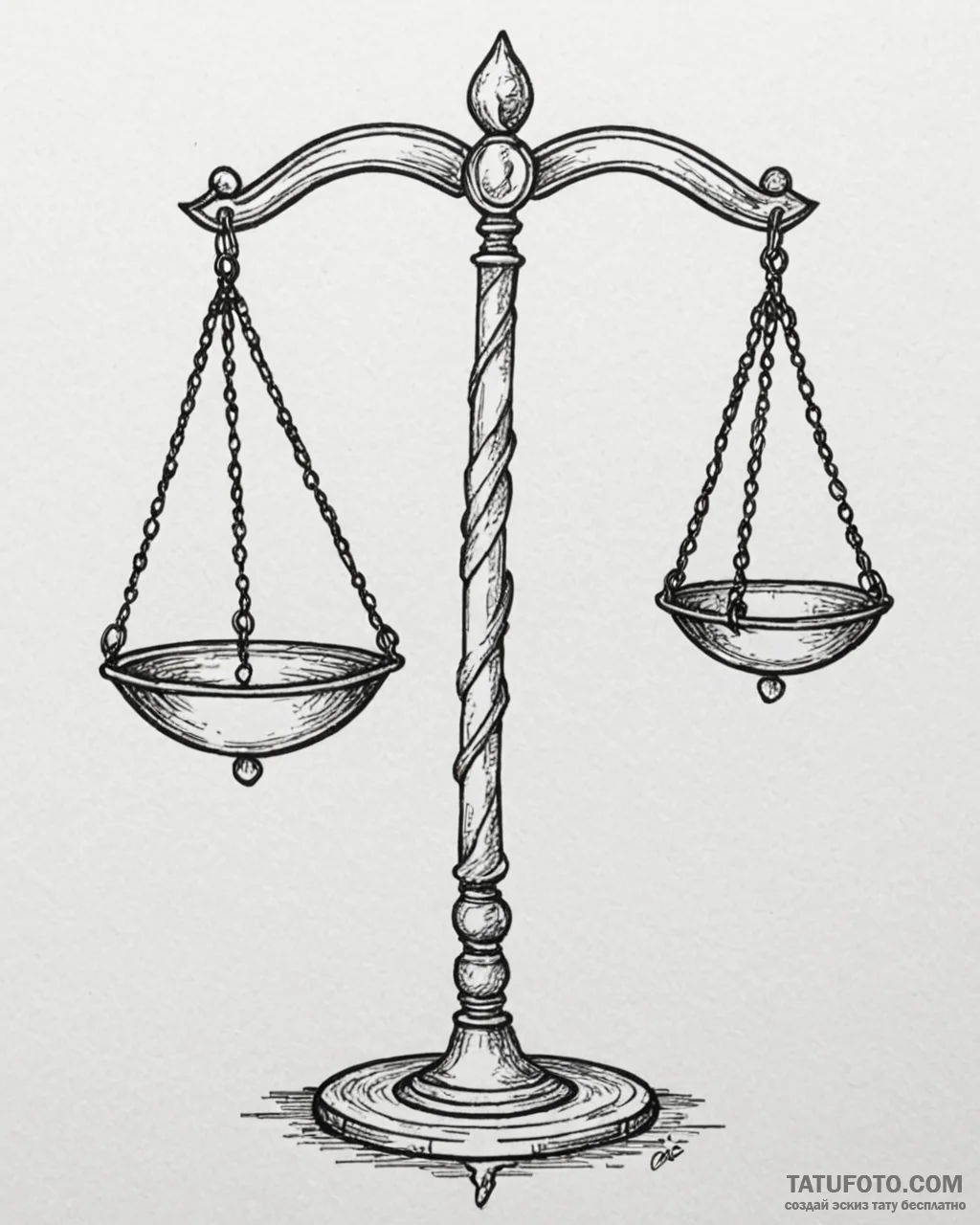 Tattoo sketch libra's scales formed by the ba... - эскиз тату (№1753033219_0, 20.07.2025 17:40) — Tatufoto.com