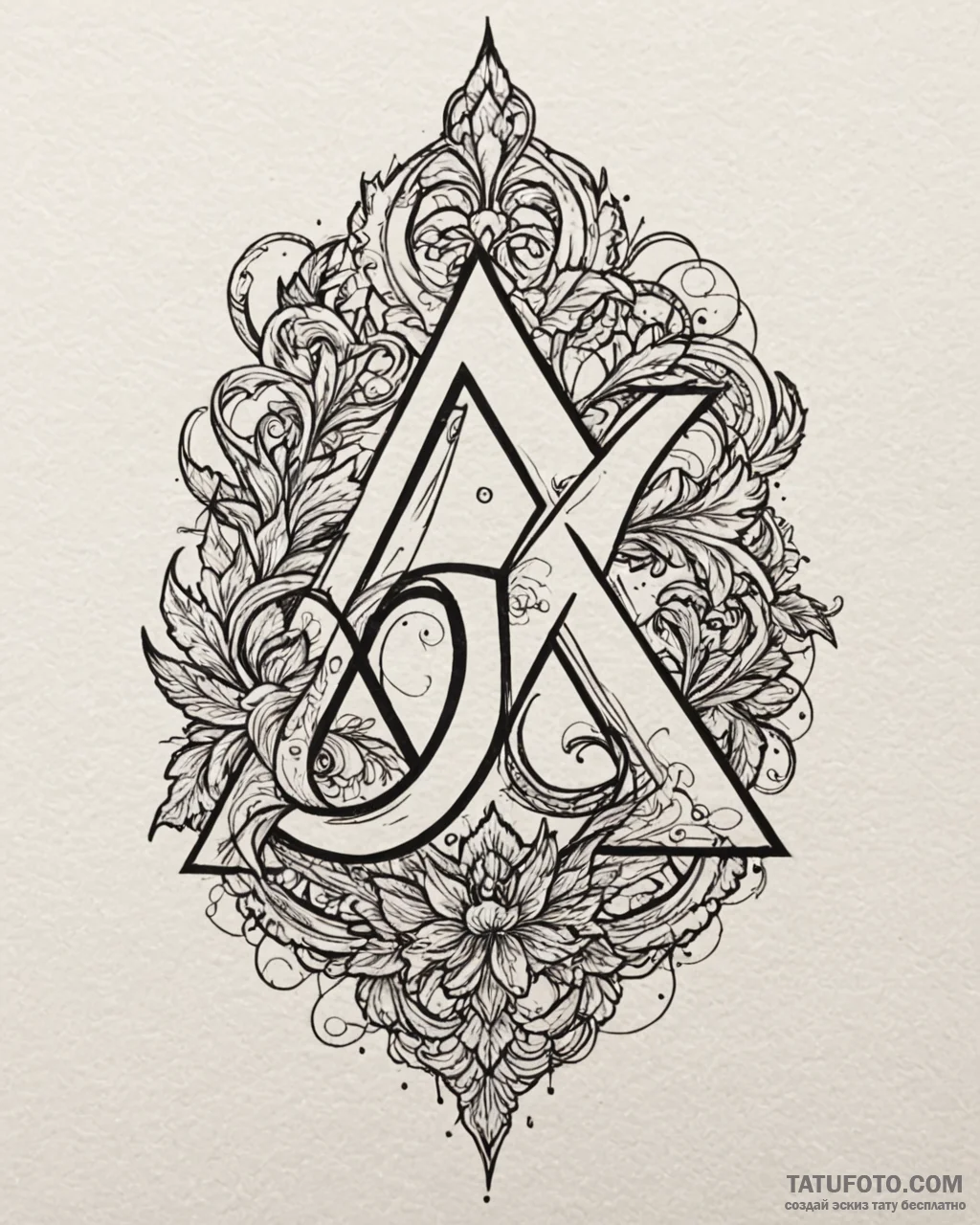 Tattoo design the first letter of a name tran... - эскиз тату (№1753033632_0, 20.07.2025 17:47) — Tatufoto.com