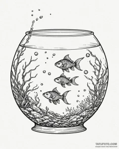 Tattoo design pisces fish wearing tiny snorke... - эскиз тату (№1753033715_0, 20.07.2025 17:48) — Tatufoto.com