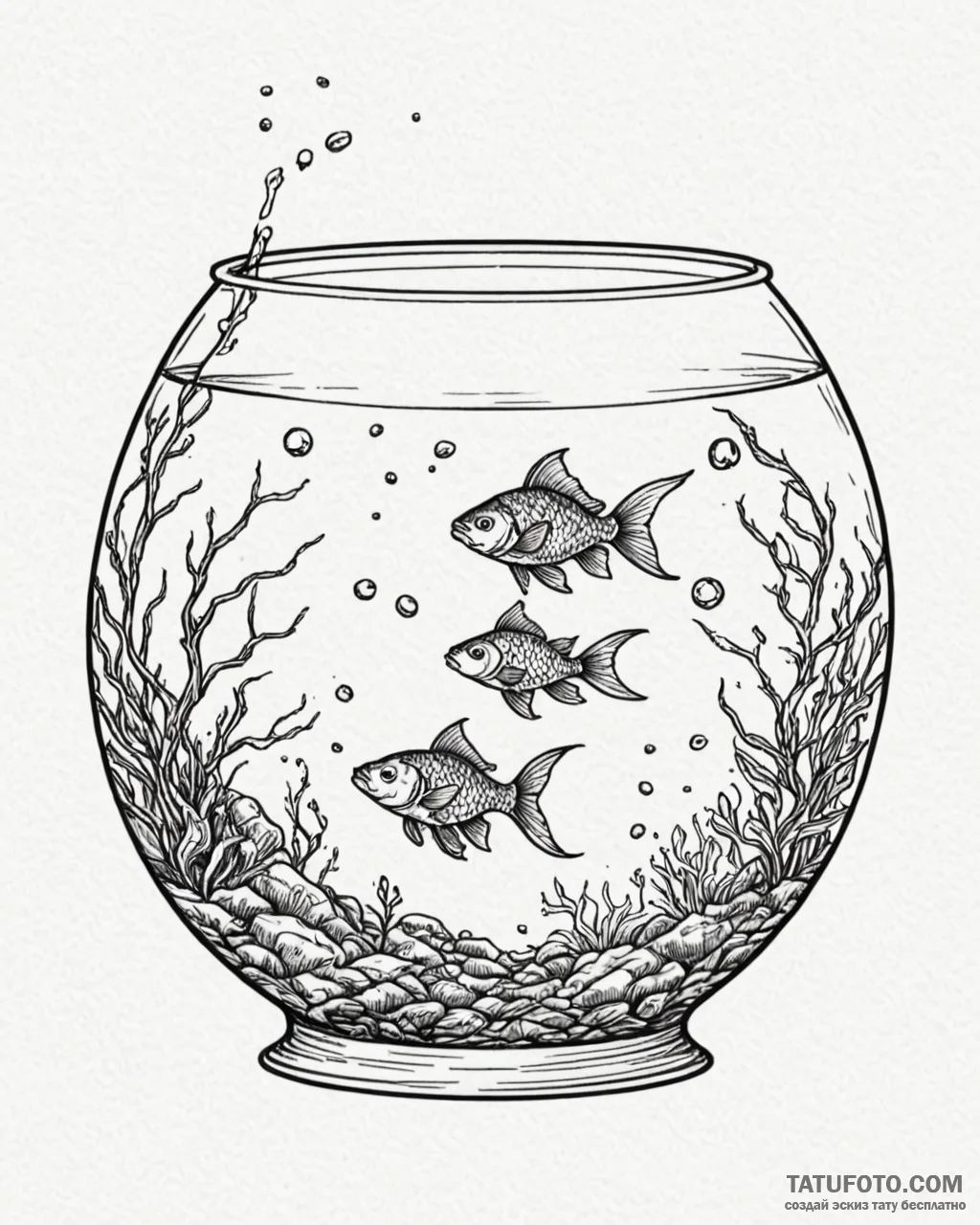 Tattoo design pisces fish wearing tiny snorke... - эскиз тату (№1753033715_0, 20.07.2025 17:48) — Tatufoto.com