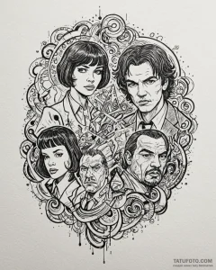 A linework tattoo of the interconnected timel... - эскиз тату (№1753033798_0, 20.07.2025 17:49) — Tatufoto.com