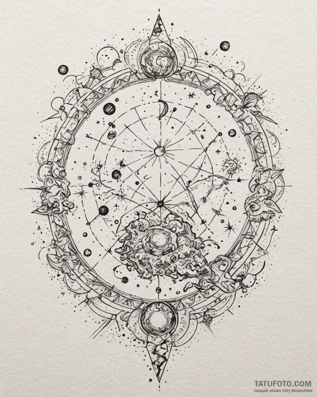 Tattoo sketch a highly detailed zodiac conste… — эскиз тату (№1753033881_0, 20.07.2025 17:51) — Tatufoto.com