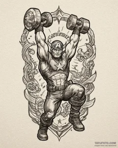 A neo-traditional tattoo of captain america l... - эскиз тату (№1753034212_0, 20.07.2025 17:56) — Tatufoto.com