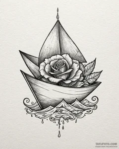 Tattoo sketch a tiny paper boat sailing on a... - эскиз тату (№1753034543_0, 20.07.2025 18:02) — Tatufoto.com