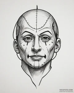 A sketch of a "gimp" mask, isolated on white,... - эскиз тату (№1753034873_0, 20.07.2025 18:07) — Tatufoto.com