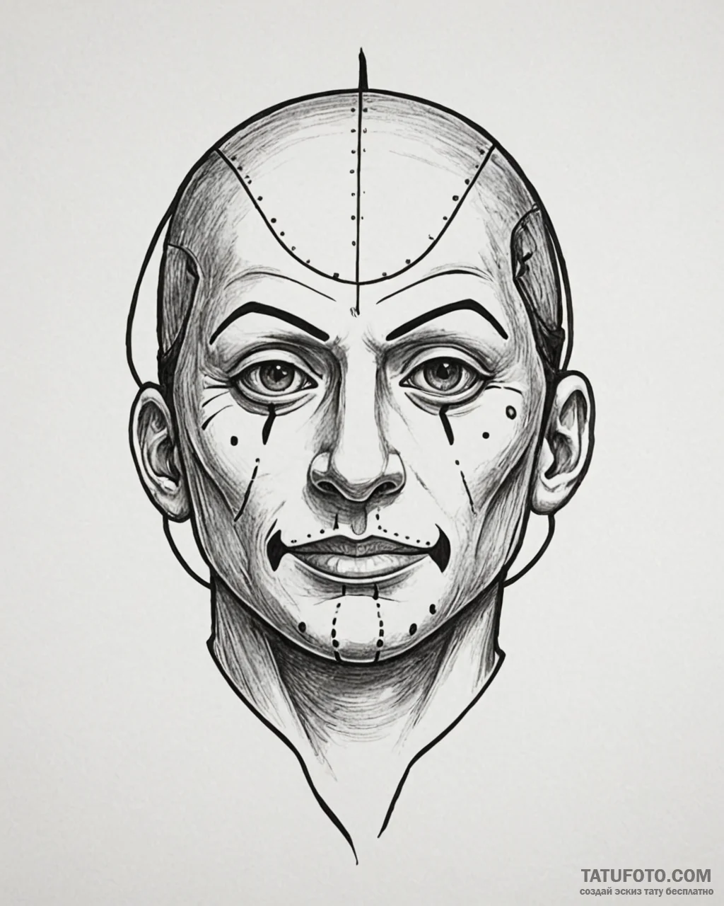 A sketch of a «gimp» mask, isolated on white,… — эскиз тату (№1753034873_0, 20.07.2025 18:07) — Tatufoto.com