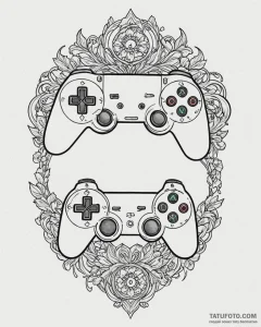 Tattoo sketch a classic game controller split... - эскиз тату (№1753035039_0, 20.07.2025 18:10) — Tatufoto.com