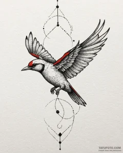 Tattoo design a geometric outline of a bird i... - эскиз тату (№1753035203_0, 20.07.2025 18:13) — Tatufoto.com