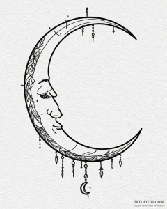 Crescent moon, artistic tattoo sketch, linewo... - эскиз тату (№1753035285_0, 20.07.2025 18:14) — Tatufoto.com