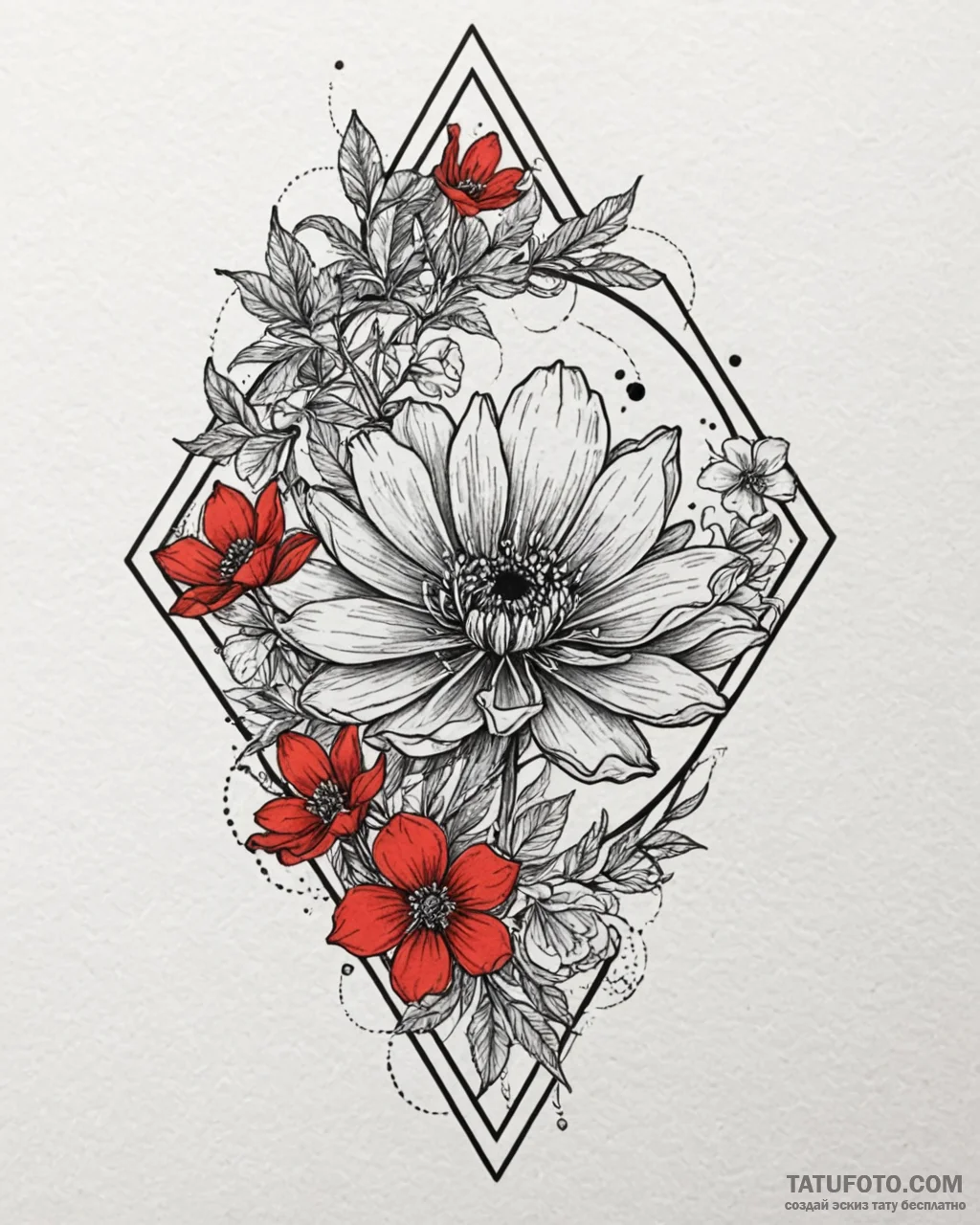 Tattoo design a delicate hexagon with a tiny... - эскиз тату (№1753036028_0, 20.07.2025 18:27) — Tatufoto.com