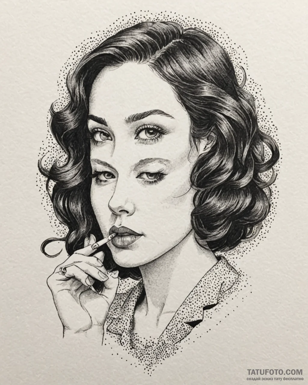 A sketch of marla singer, with her cigarette... - эскиз тату (№1753036359_0, 20.07.2025 18:32) — Tatufoto.com