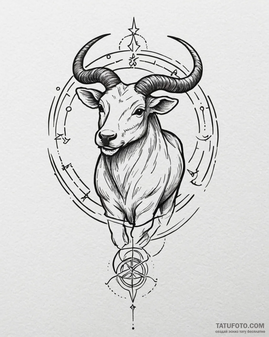 Tattoo sketch a zodiac symbol where the anima... - эскиз тату (№1753036524_0, 20.07.2025 18:35) — Tatufoto.com