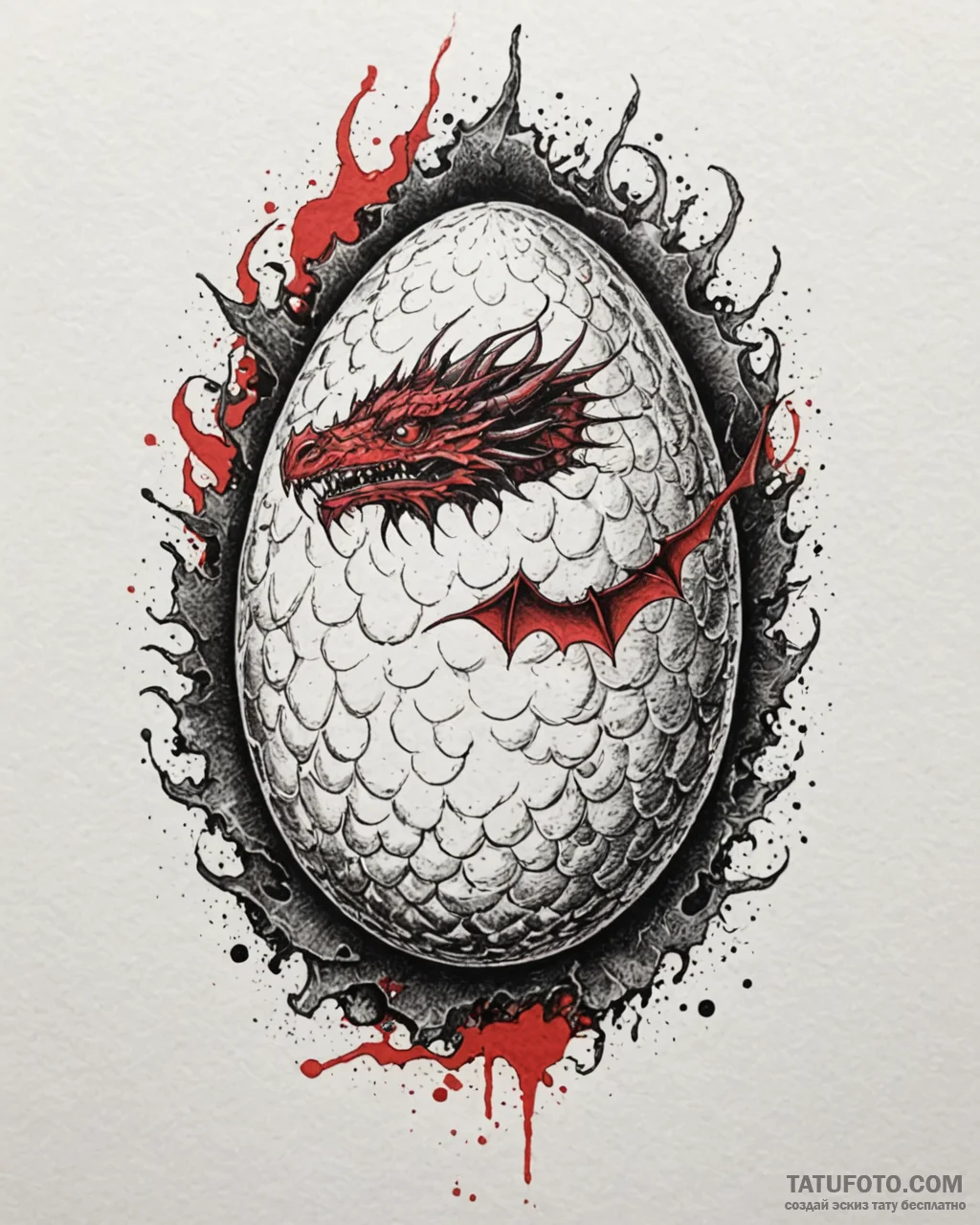 A sketch of a dragon egg, detailed and textur... - эскиз тату (№1753036853_0, 20.07.2025 18:40) — Tatufoto.com