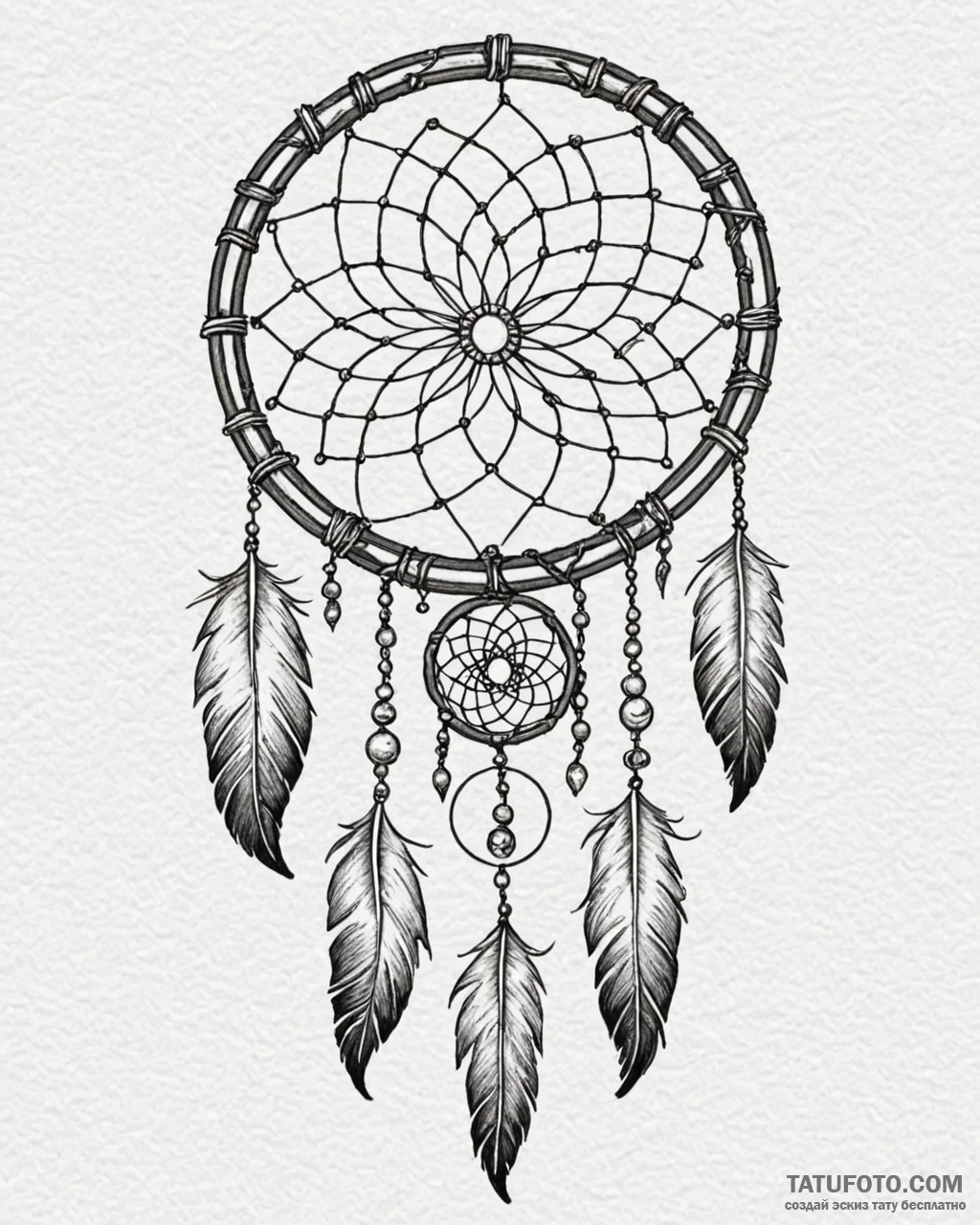 Tattoo sketch a stylized dreamcatcher with de... - эскиз тату (№1753037183_0, 20.07.2025 18:46) — Tatufoto.com