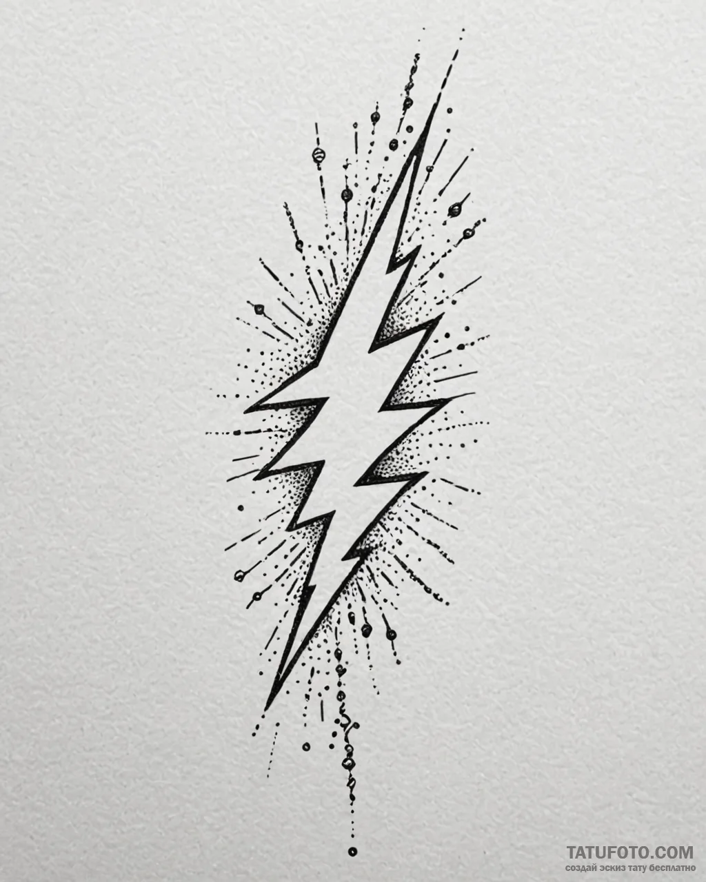 Tattoo design a lightning bolt, sleek and ene... - эскиз тату (№1753037265_0, 20.07.2025 18:47) — Tatufoto.com
