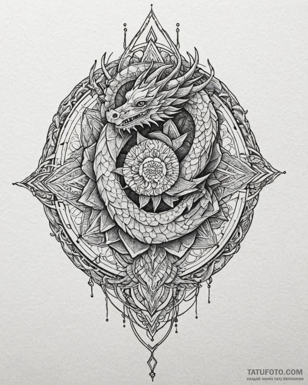 Tattoo sketch a stylized dragon scale pattern... - эскиз тату (№1753037430_0, 20.07.2025 18:50) — Tatufoto.com