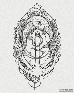 Tattoo design pisces fish with a tiny, whimsi... - эскиз тату (№1753037760_0, 20.07.2025 18:56) — Tatufoto.com