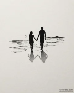Tattoo sketch a silhouette of two people on a... - эскиз тату (№1753038172_0, 20.07.2025 19:02) — Tatufoto.com