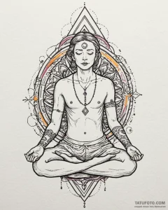 Tattoo design a geometric outline of a person... - эскиз тату (№1753038583_0, 20.07.2025 19:09) — Tatufoto.com