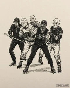 A graphic novel panel of the bank robbery sce... - эскиз тату (№1753039162_0, 20.07.2025 19:19) — Tatufoto.com
