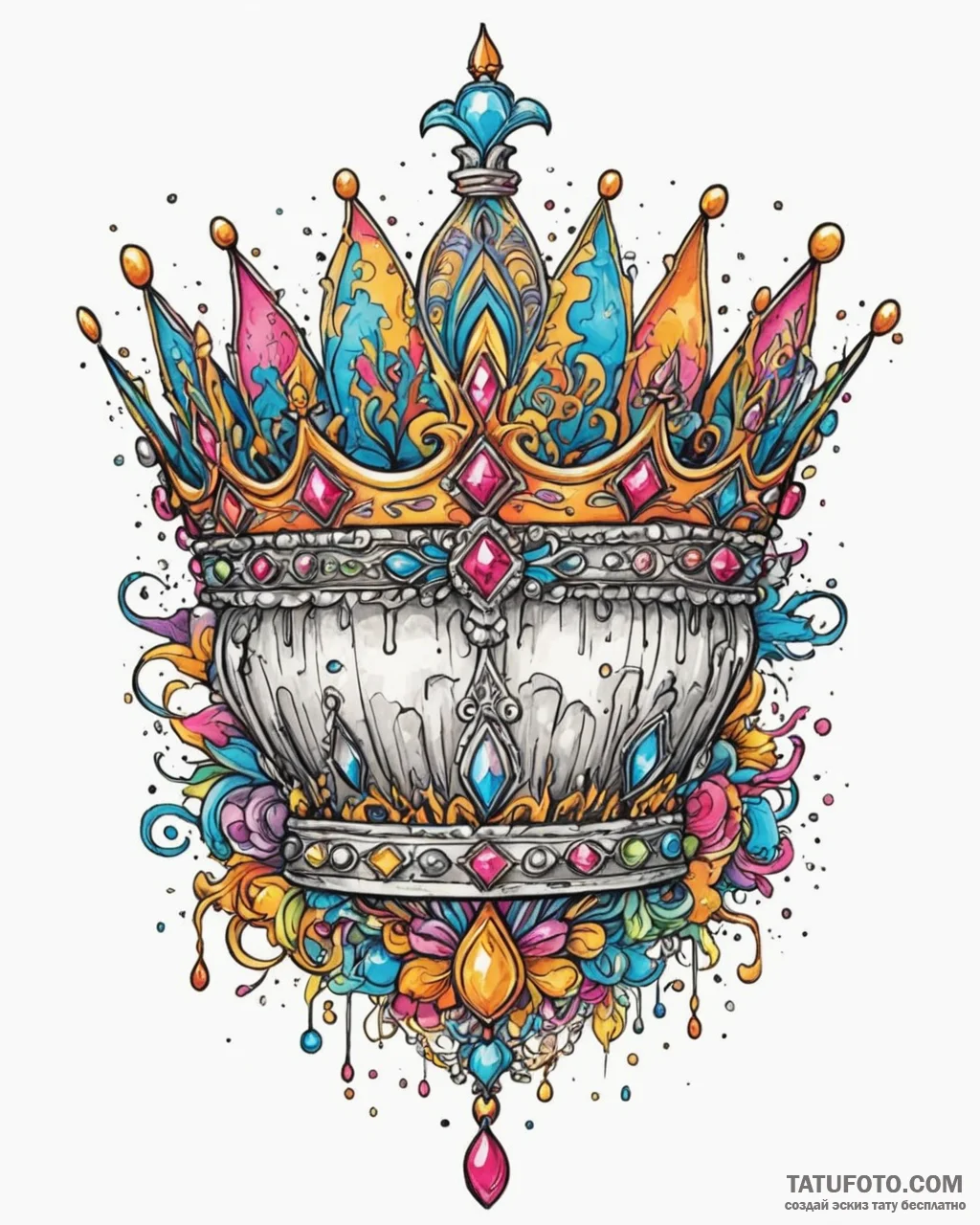 Tattoo design a king's crown on one, a queen'... - эскиз тату (№1753040152_0, 20.07.2025 19:35) — Tatufoto.com