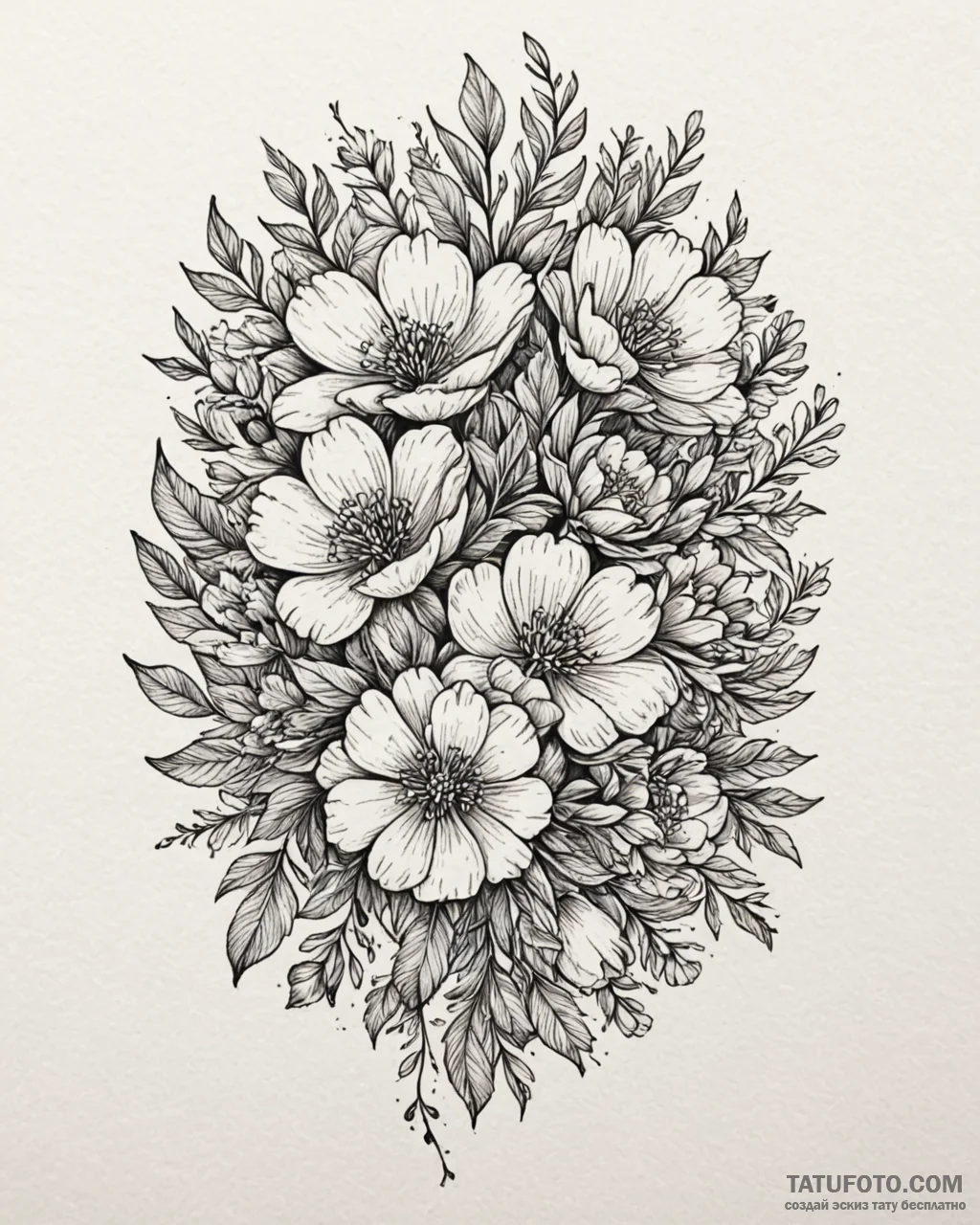 Tattoo sketch a cluster of birth flowers for… — эскиз тату (№1753040398_0, 20.07.2025 19:39) — Tatufoto.com