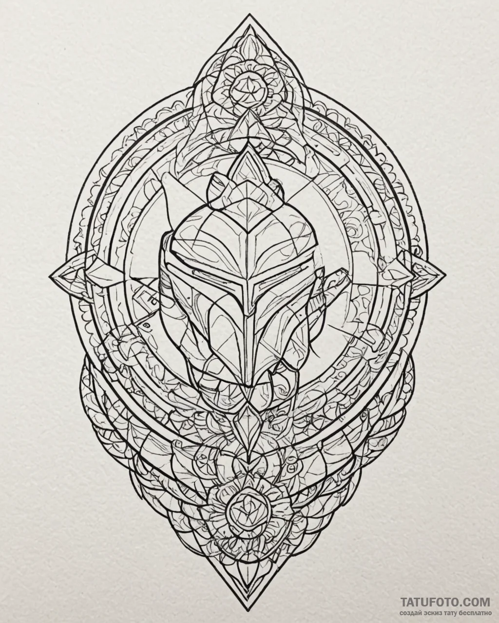 Linework tattoo design of the mandalorian (di… — эскиз тату (№1753041306_0, 20.07.2025 19:55) — Tatufoto.com